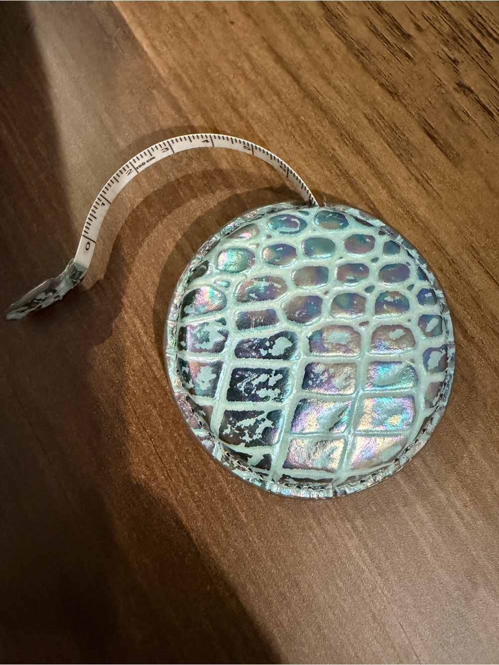 Brahmin Iridescent Croc-Embossed Round Tape Measure